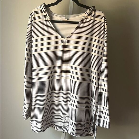 Lularoe Hooded Striped V-Neck Women's Top XL - Picture 1 of 4